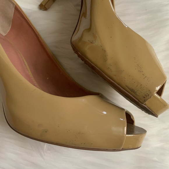 Vince Camuto Patent Leather Open Toe Pumps - Picture 4 of 8